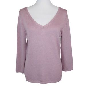 Eileen Fisher Italian Yarn Cotton Blend V-Neck Knit Top Women’s Size Medium